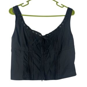 Marthea Milkmaid Corset Cropped Tank Top Lace Trim XL